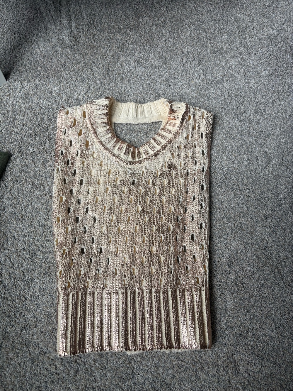 Textured Knit Sleeveless Sweater Vest - Cream Taupe